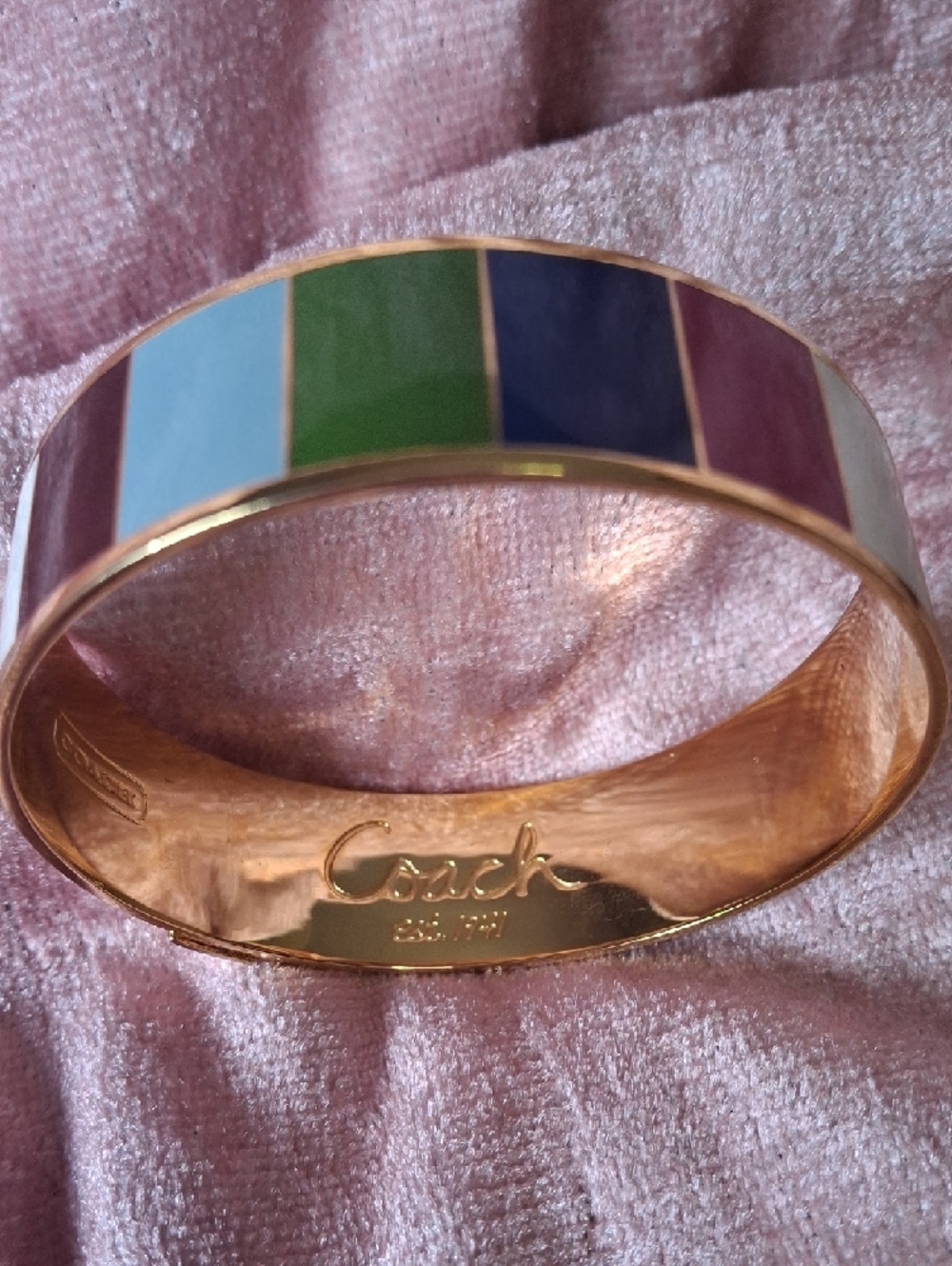 LN COACH LEGACY Multicolor Gold-Tone Bangle Bracelet - Small - Picture 3 of 5